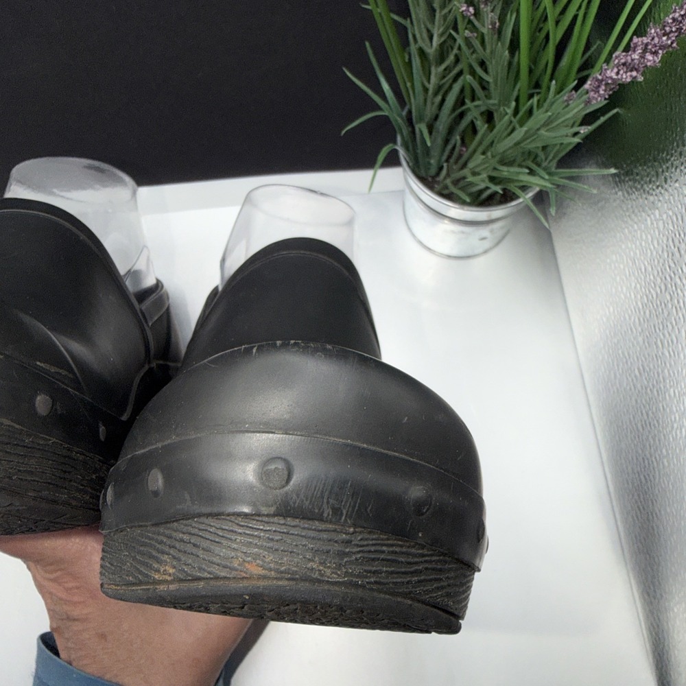 Dansko Richelle Platform Clogs Womens 37 Black Rubber Professional Us 6.5 - Picture 14 of 16